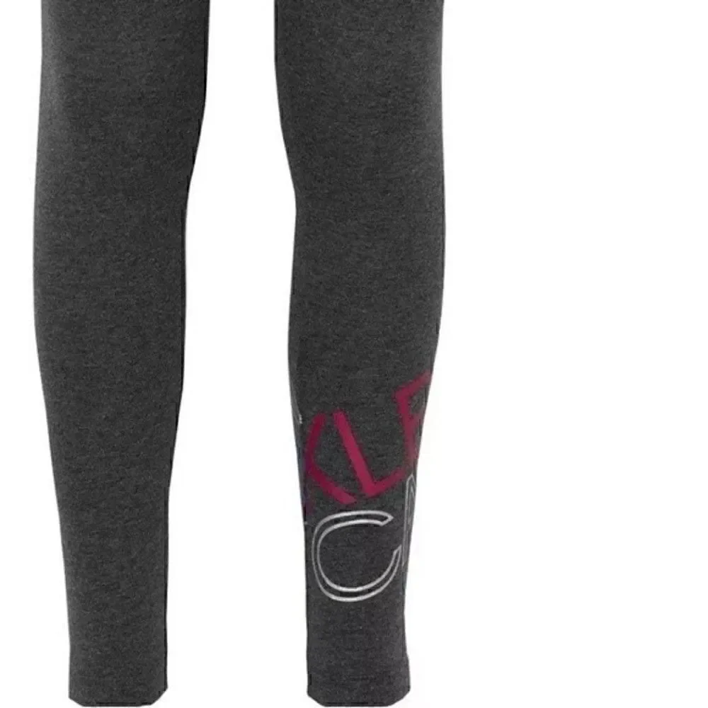 CALVIN KLEIN PERFORMANCE SIZE 7 Big Girls Glossy Print Black Leggings